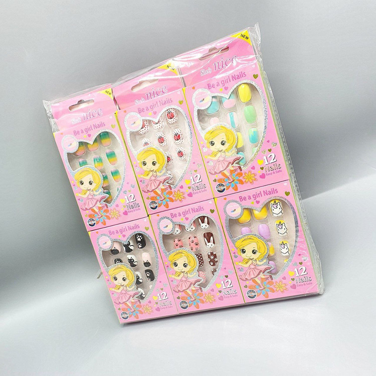 ناخن مصنوعی بچگانه حرارتی بصورت 12 بسته ای