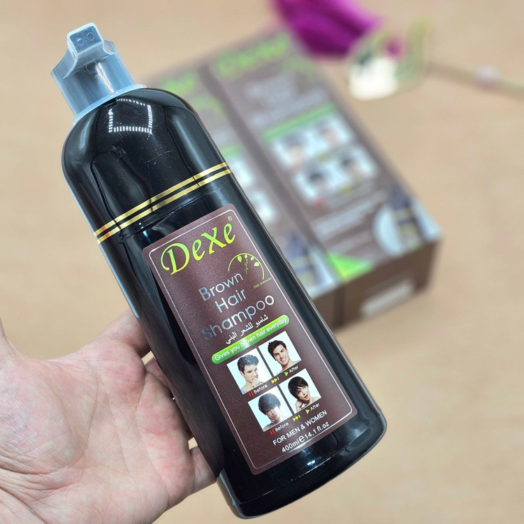 شامپو رنگ مشکی و قهوه ای برند دکس