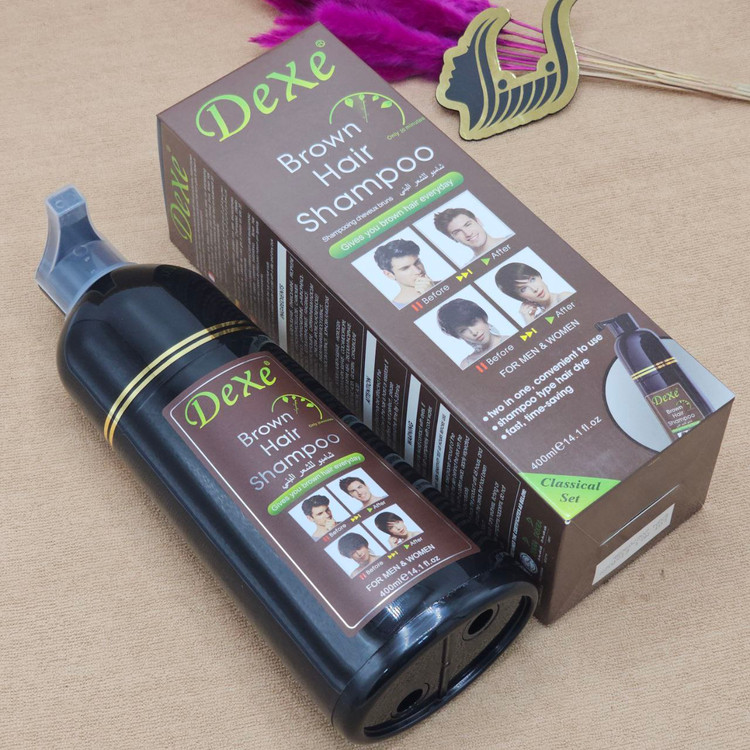شامپو رنگ مشکی و قهوه ای برند دکس