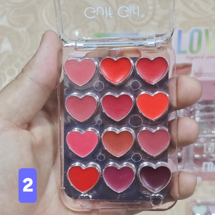 پالت رژلب و گونه 12 رنگ طرح قلب برند گلف گرل