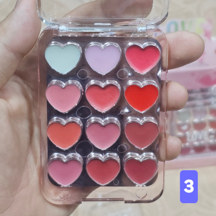 پالت رژلب و گونه 12 رنگ طرح قلب برند گلف گرل